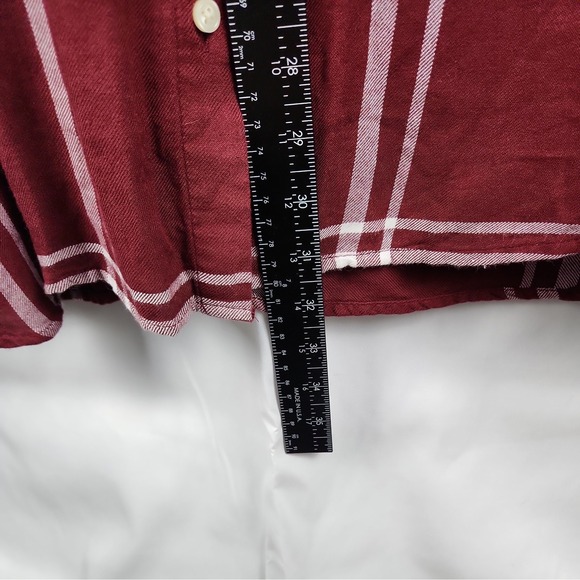 Old Navy XXL Womens Classic Shirt Button-Down Long Sleeves Maroon/White - Picture 8 of 8